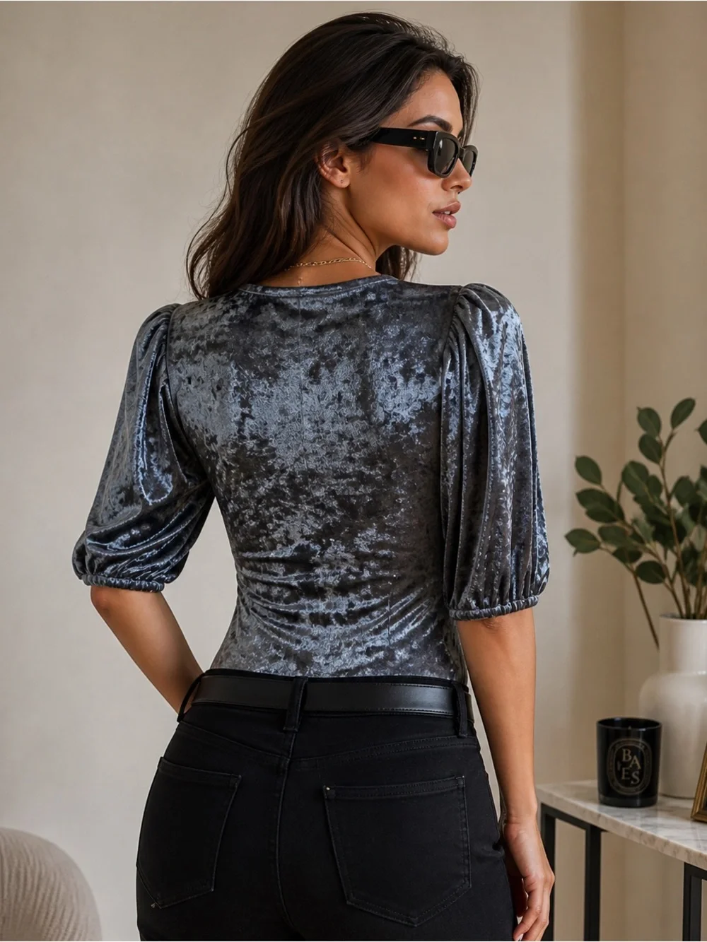 Free People Intimately Don’t You Wish Bodysuit Velvet Silver/Gray Size Large